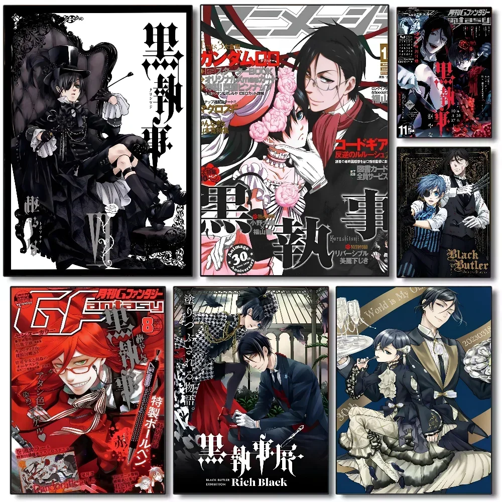 Japanisches Anime Black Butler Poster HD Art Sticky Wall Wasserdicht Zuhause Wohnzimmer Schlafzimmer Bar Ästhetische Dekoration Image