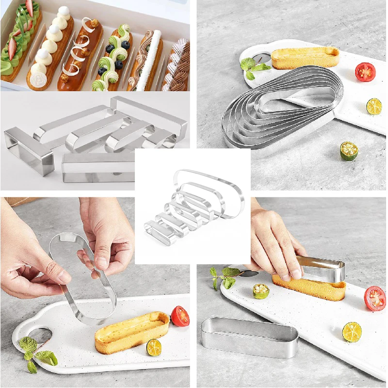 1PC Edelstahl Mousse Ring Form Rechteck Oval Cookie Cutter Für Tiramisu Puff Gebäck Backen Werkzeug Image