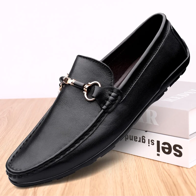 Leder-Loafer, Herren-Design, Rindslederschuhe, modische, weiche, flache, lässige Herrenschuhe, Herrenschuhe für Erwachsene, handgefertigte Bootsschuhe