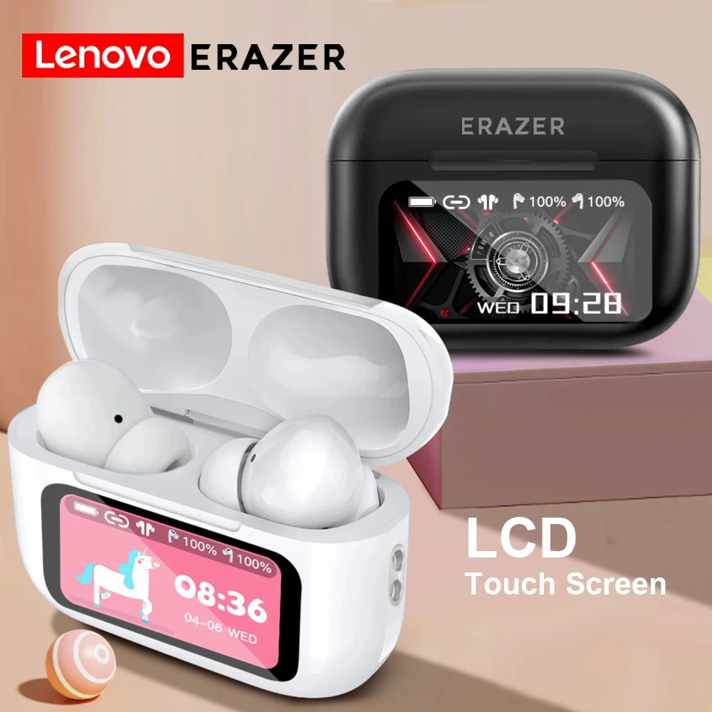 Lenovo ERAZER Auricolari Bluetooth originali Auricolari audio stereo HIFI con microfono incorporato Touch Screen Cuffie wireless Musica HD