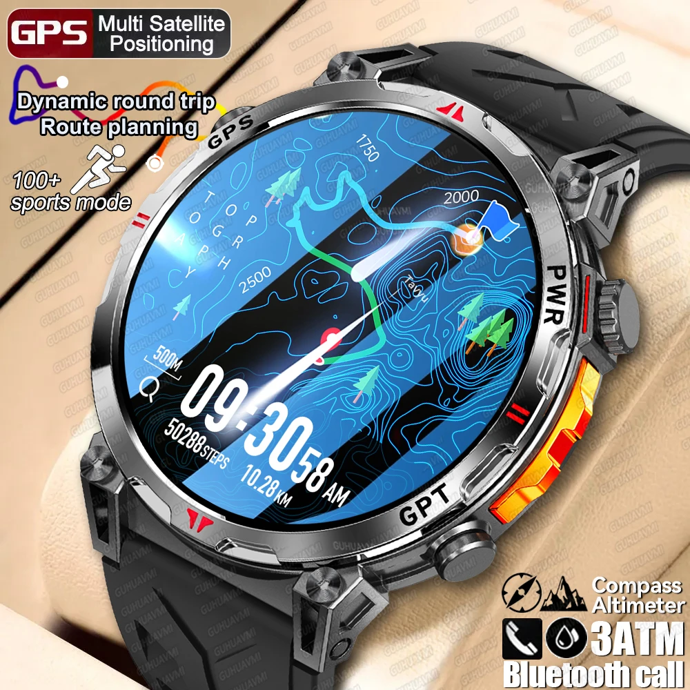 Neue Outdoor Military GPS Smart Uhr Männer 1,56 "AMOLED Bildschirm Herzfrequenz Bluetooth anruf ChatGPT 3ATM Wasserdichte Smartwatches 2025 Image