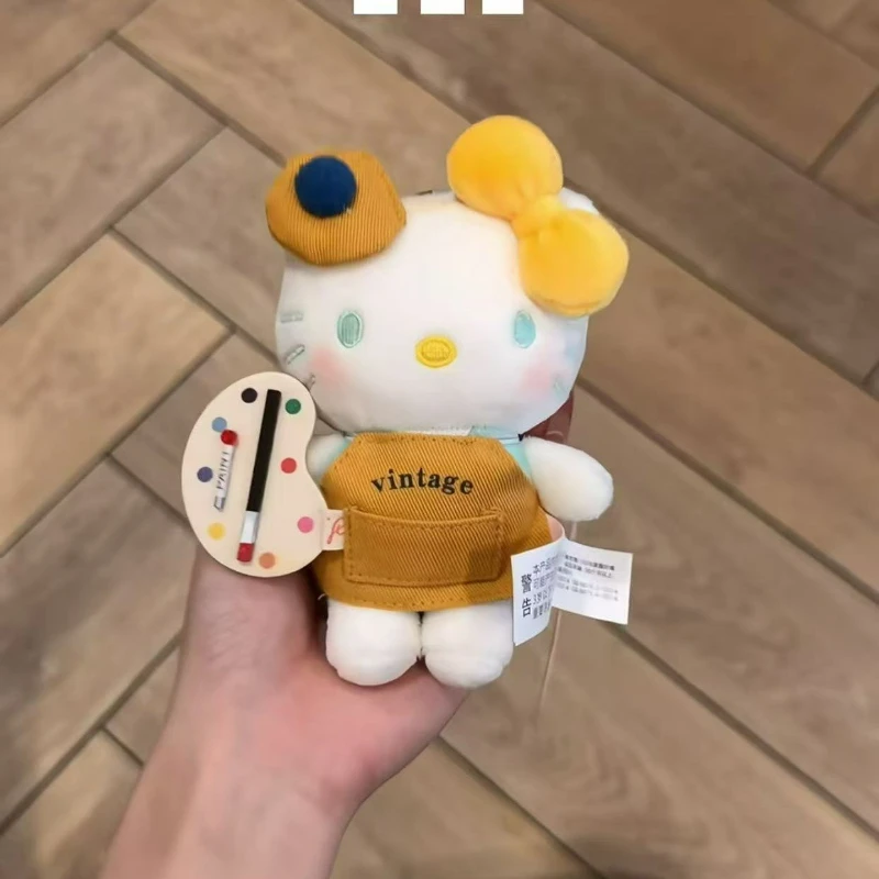 Hello Kitty Schlüsselanhänger, süßer dekorativer Schultaschen-Anhänger und Maler, weißes Leder, Kunststudenten-Schultasche, Plüschpuppen-Zubehör, Geschenk