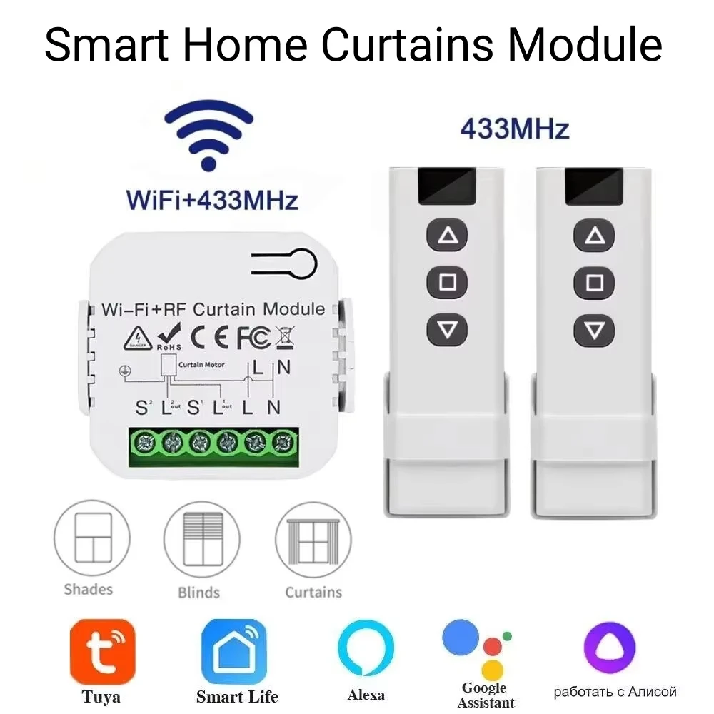 Tuya WiFi Smart Vorhang Schalter Rollos Shutter Motor Fernbedienungen Smart Leben Stimme APP Steuerung Für Alexa Google Hause