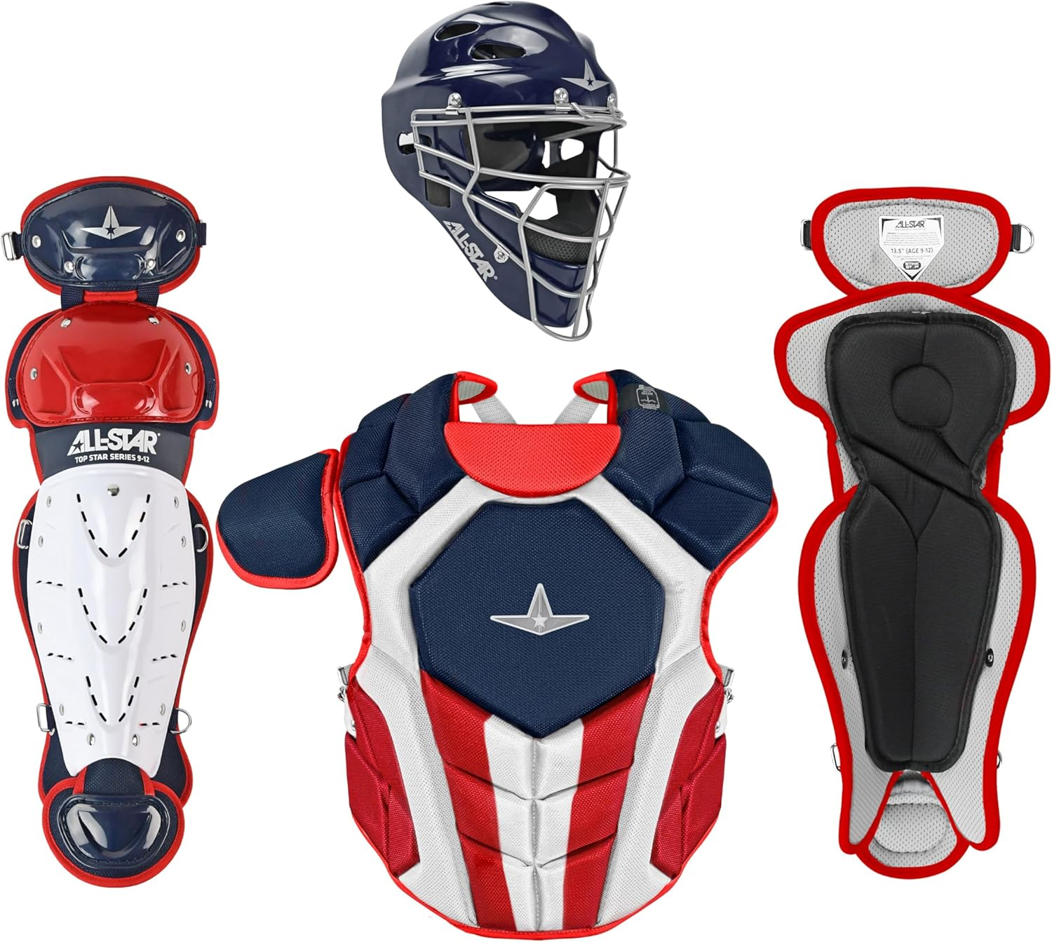 All Star Top Star NOCSAE Certified Baseball Catcher's Kit - Ages 12-16 USA