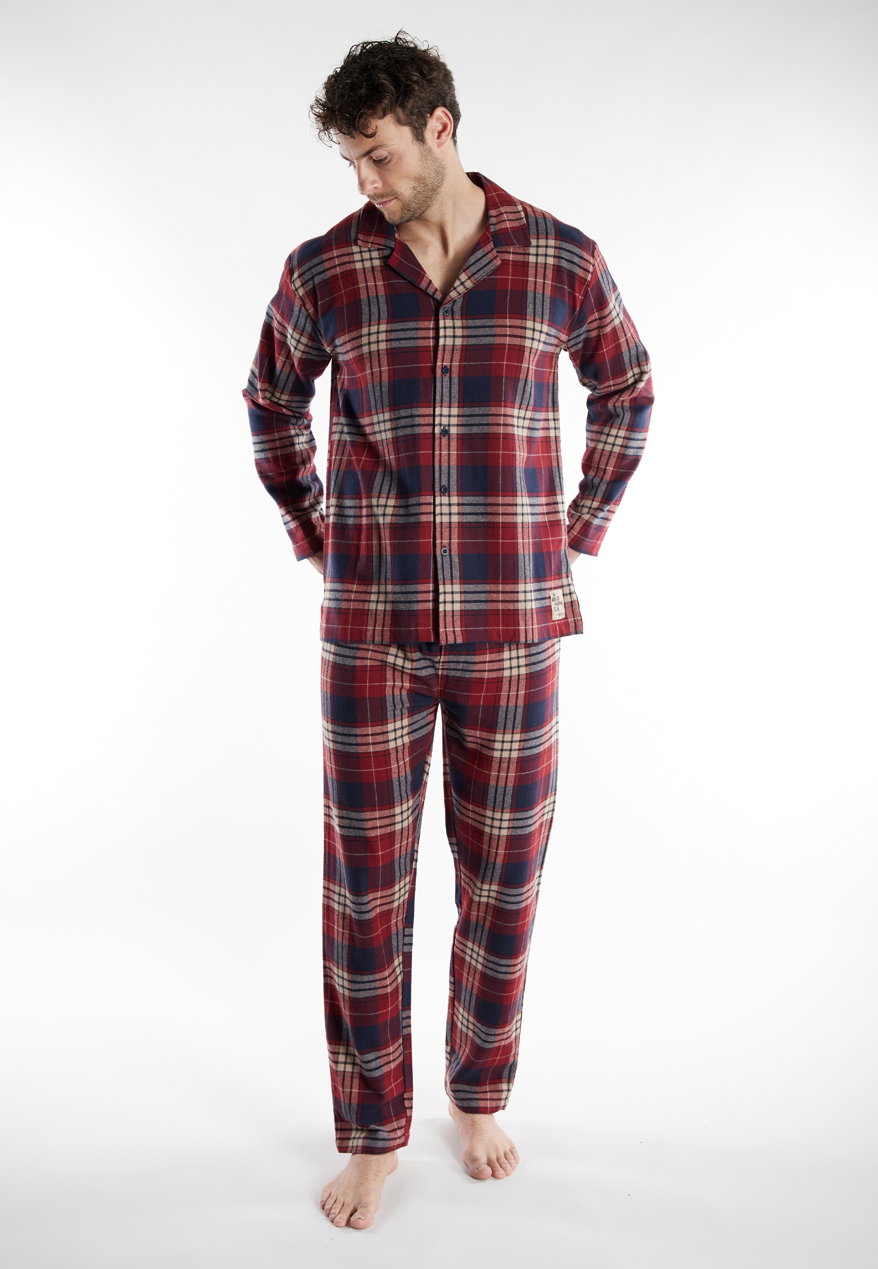 Schlafanzug TOM TAILOR "Rhodos", Herren, Gr. 54 (XL), rot, mittel, karo, Obermaterial: 100% Baumwolle, Homewear-Sets Image