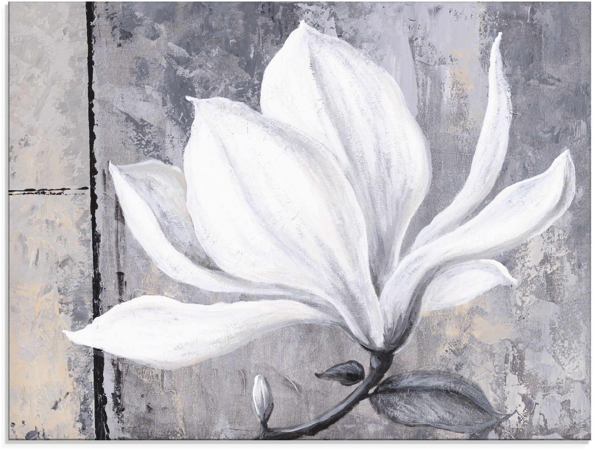 Glasbild ARTLAND "Klassische Magnolie", grau (farbe bild(er): grau), B:60cm H:30cm, Bilder, in verschiedenen Größen Image