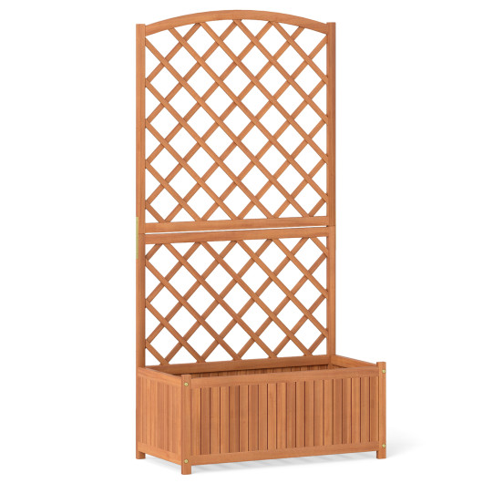 Costway Wooden Raised Garden Bed with Trellis 63 Inch Tall Garden Planter