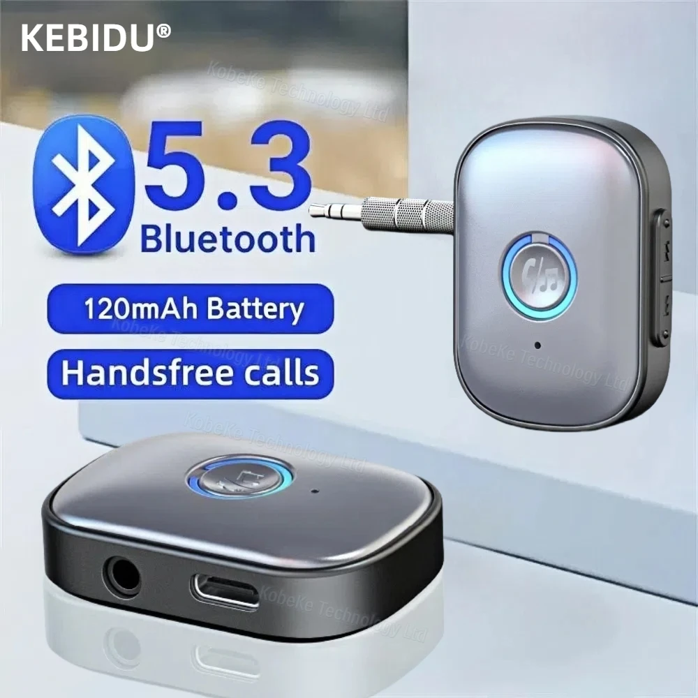 Adattatore Bluetooth 5.3 Ricevitore audio Audio wireless per musica per auto Altoparlante per cuffie Adattatore audio wireless AUX Jack da 3,5 mm