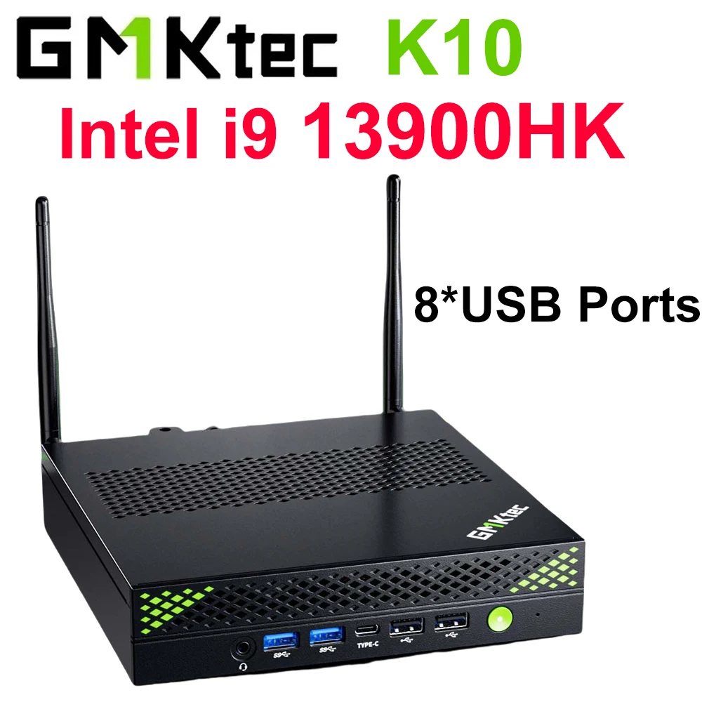 GMKtec K10 Intel i9 13900HK Mini PC Windows 11 DDR5 5600Mhz Pcie 4.0 SSD 8 Ports USB 4x écran d