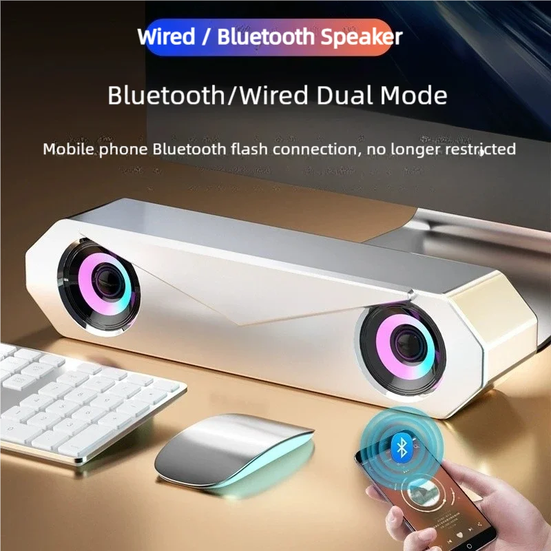 Altoparlante Bluetooth Altoparlante cablato USB Soundbar stereo Subwoofer surround per PC portatile Telefono Theater Surround Audio System Altoparlante Aux da 3,5 mm