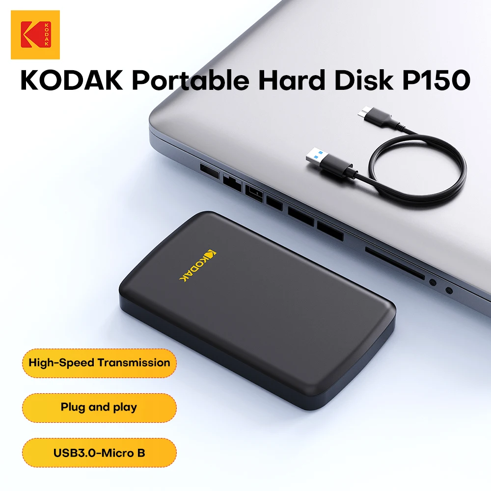 KODAK HDD 2.5 "disque dur externe Portable 500GB/1TB USB3.0 5Gbps stockage de jeu Compatible pour PC, Mac,PS4, ordinateur de bureau, MacBook