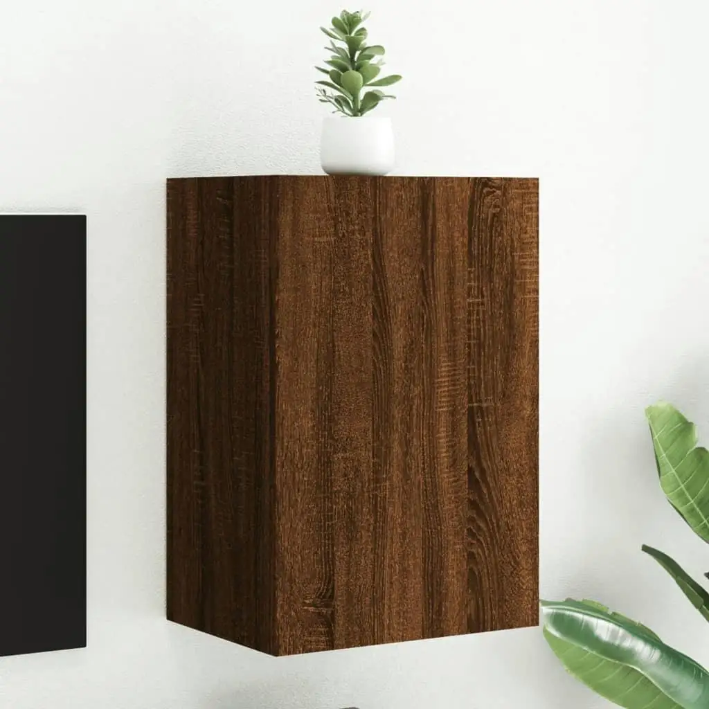 Meuble TV en bois aspect chêne marron 40,5x30x60cm Solution de rangement pour meubles de maison au design moderne