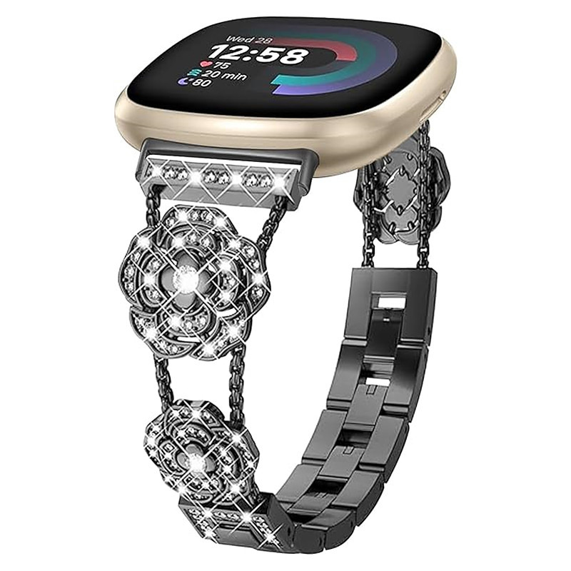 Smart Watch Band Compatible with Fitbit Versa 4, Sense 2, Versa 3, Sense Versa 2 / Versa Lite / Versa SE / Versa Rhinestone Smartwatch Strap Women Glitter Bling Diamond Jewelry Bracelet Replacement
