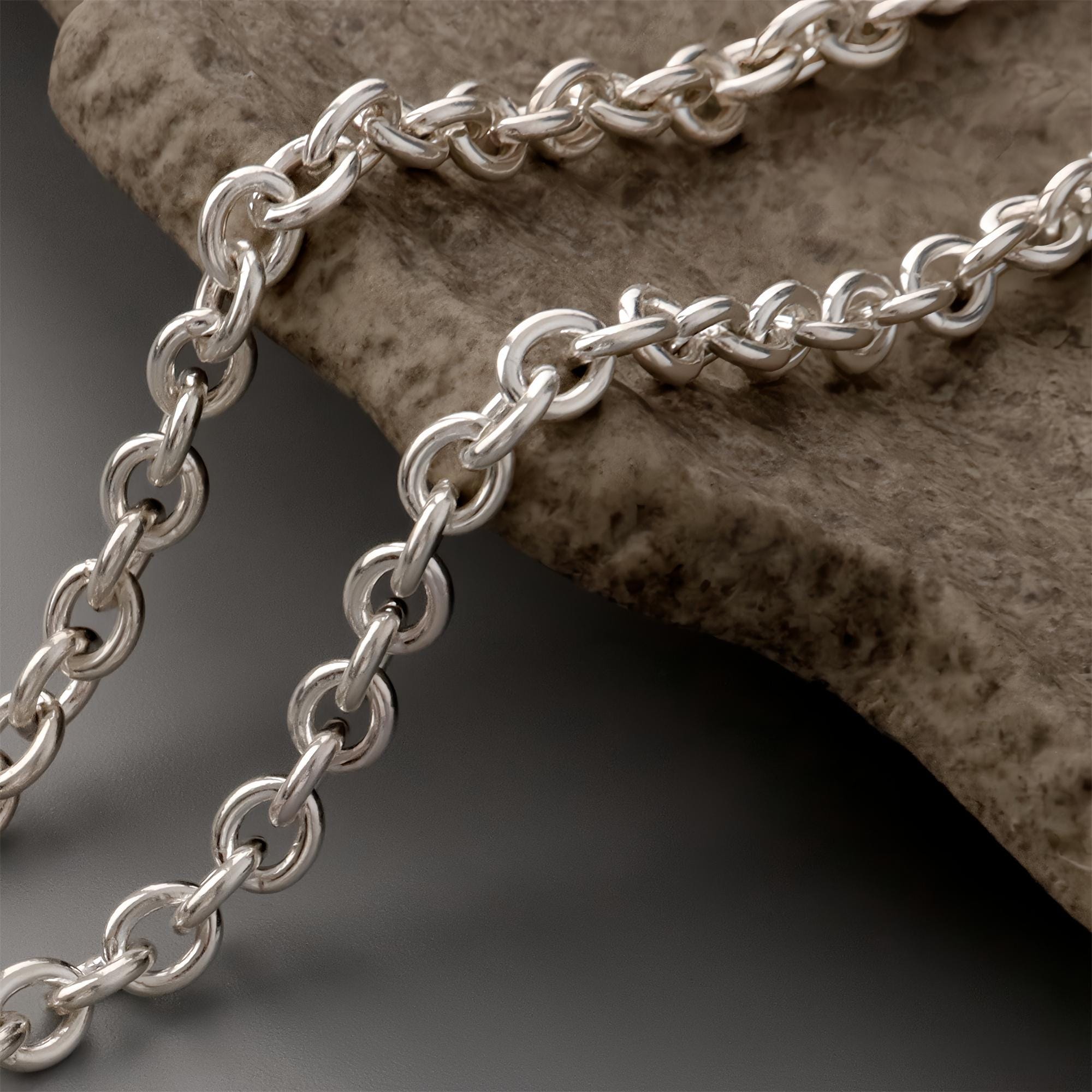Catena da uomo in argento massiccio 925, catena a maglie, maglia ad ancora in argento sterling 3 mm/4 mm/4,5 mm/5,5 mm
