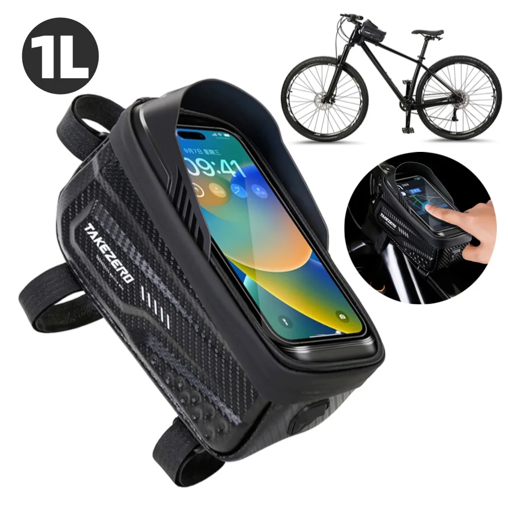 Fahrrad Tasche Touchscreen Telefon Fall Halter 1L MTB Rennrad Top Rahmen Rohr Tasche Wasserdichte Fahrrad Tasche Radfahren Zubehör Image