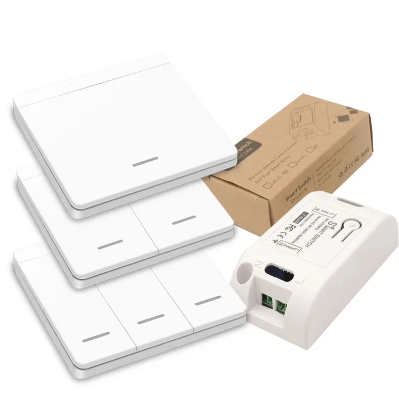 RF433 Mhz Drahtlose Schalter 1/2/3 Gang 86 Wand Panel Sender Sicherheit Licht Schalter AC 85-265 V relais Empfänger Für Home Led Licht Image