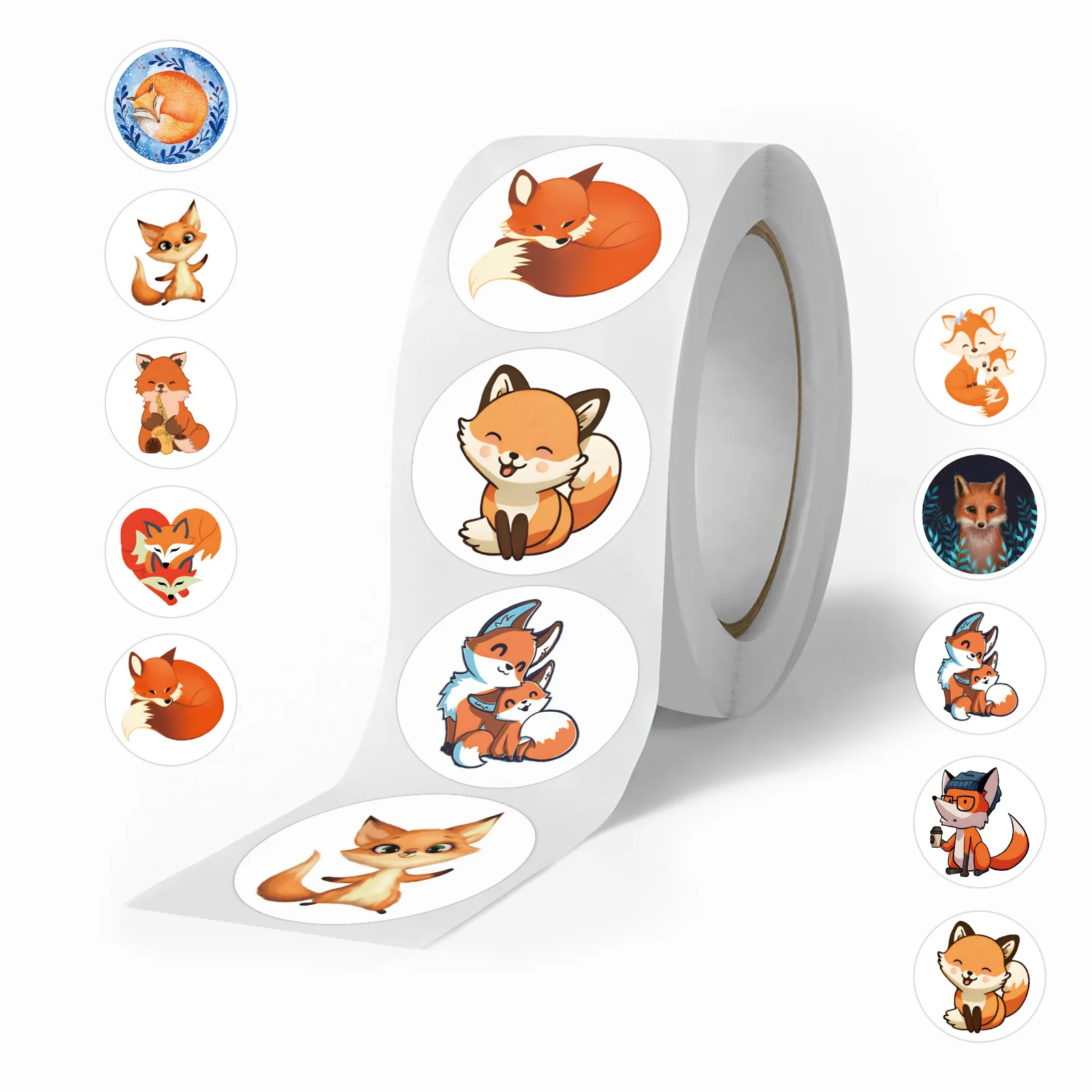 500PCS Cartoon Nette Fuchs Graffiti Rolle Aufkleber Pack Geschenk Versiegelung Aufkleber Dekorative Gepäck Tabletten Notebook Wasserdichte Aufkleber Image