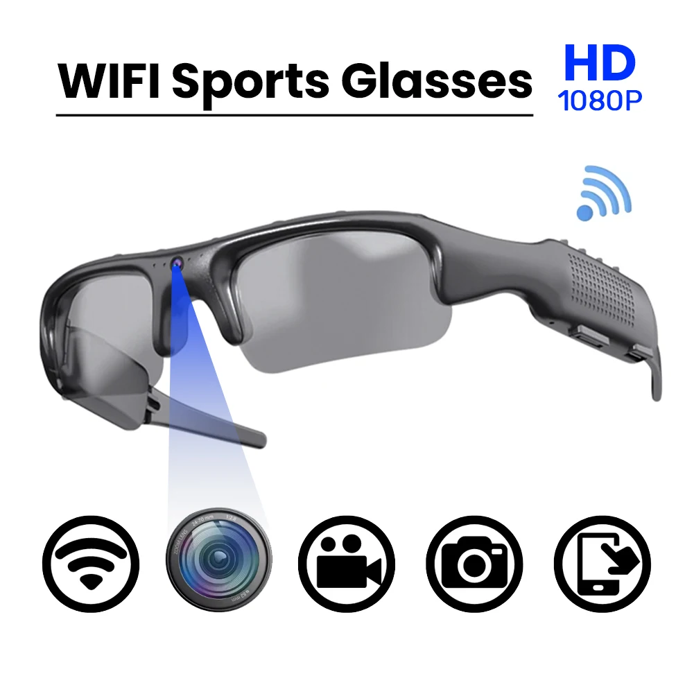 Intelligente Kamera-Brille, Video-Sonnenbrille, WiFi 1080P HD, Videoaufzeichnung, Kamera-Brille für Auto, Radfahren, Fahren, Wandern, Angeln Image