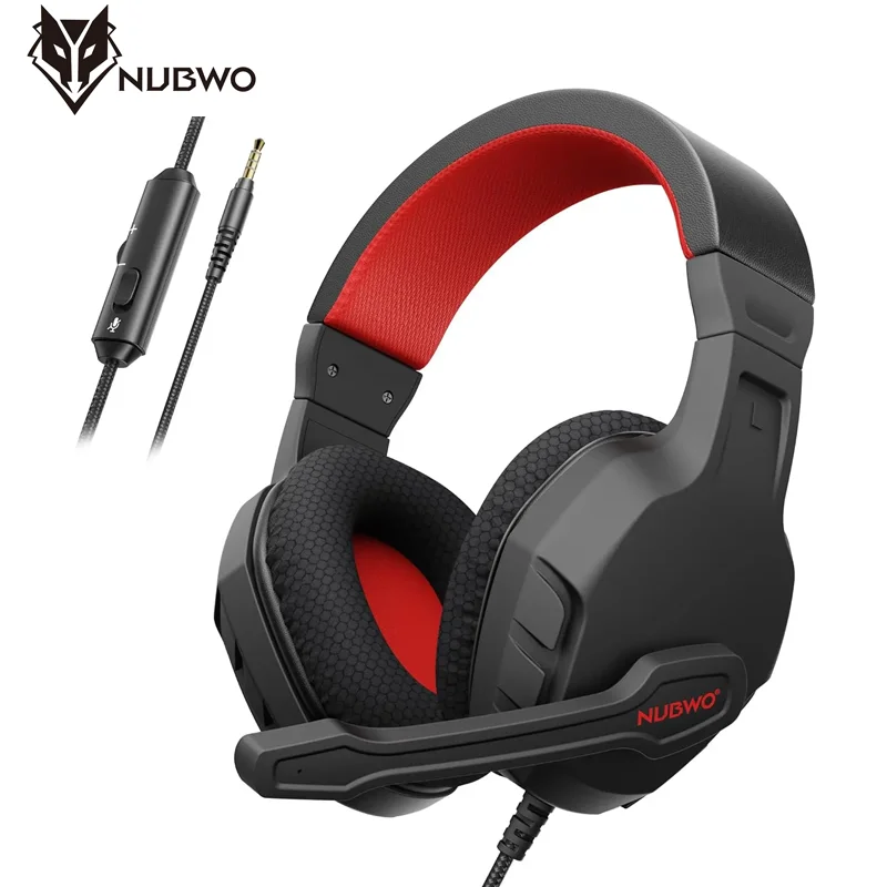 NUBWO U3-Headsets Gamer mit Mikrofon, klares Anrufmikrofon, Lautstärkeregler, Kinder-Gaming-Kopfhörer für PC, PS4, PS5, Mac, iPad, Xbox Image