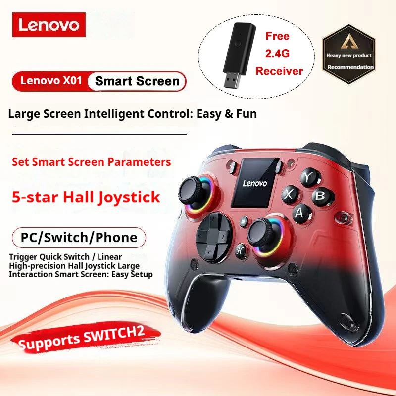 Lenovo X01 Controller für Switch 2, Bluetooth, kabellose Fernbedienung, Gamepad für Joystick, PC, Switch Lite, Smart Screen, Menüanzeige Image