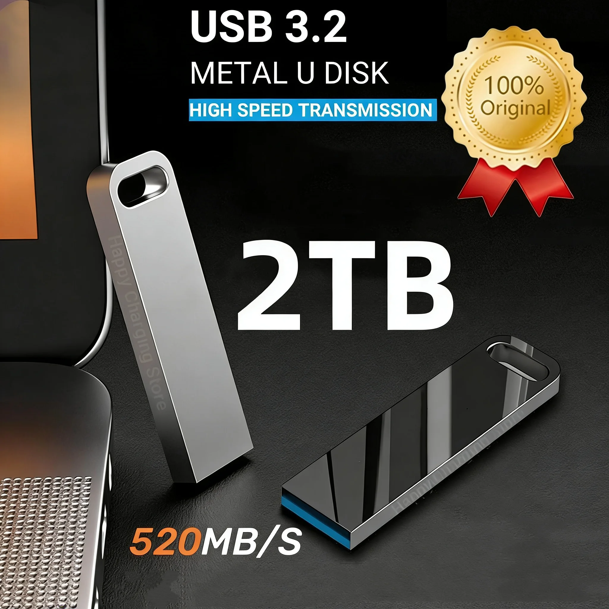 Mini 2 TB Flash-Laufwerk USB 3.2 High Speed Metall U Disk TypeC Memory Stick Wasserdicht SSD Speicher PC Telefon Datenübertragung NEU Image