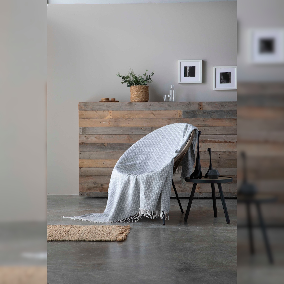 Decke 150x200 cm hergestellt in Spanien Espiga Grau Naturals Image