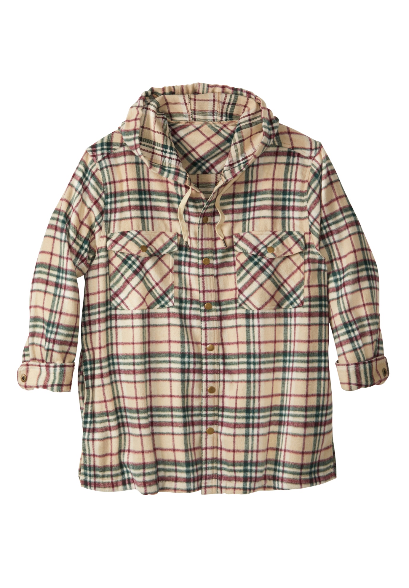 Men's Big & Tall Brawny Snap Shirt Jacket by KingSize in Khaki Plaid (Size 7XL)