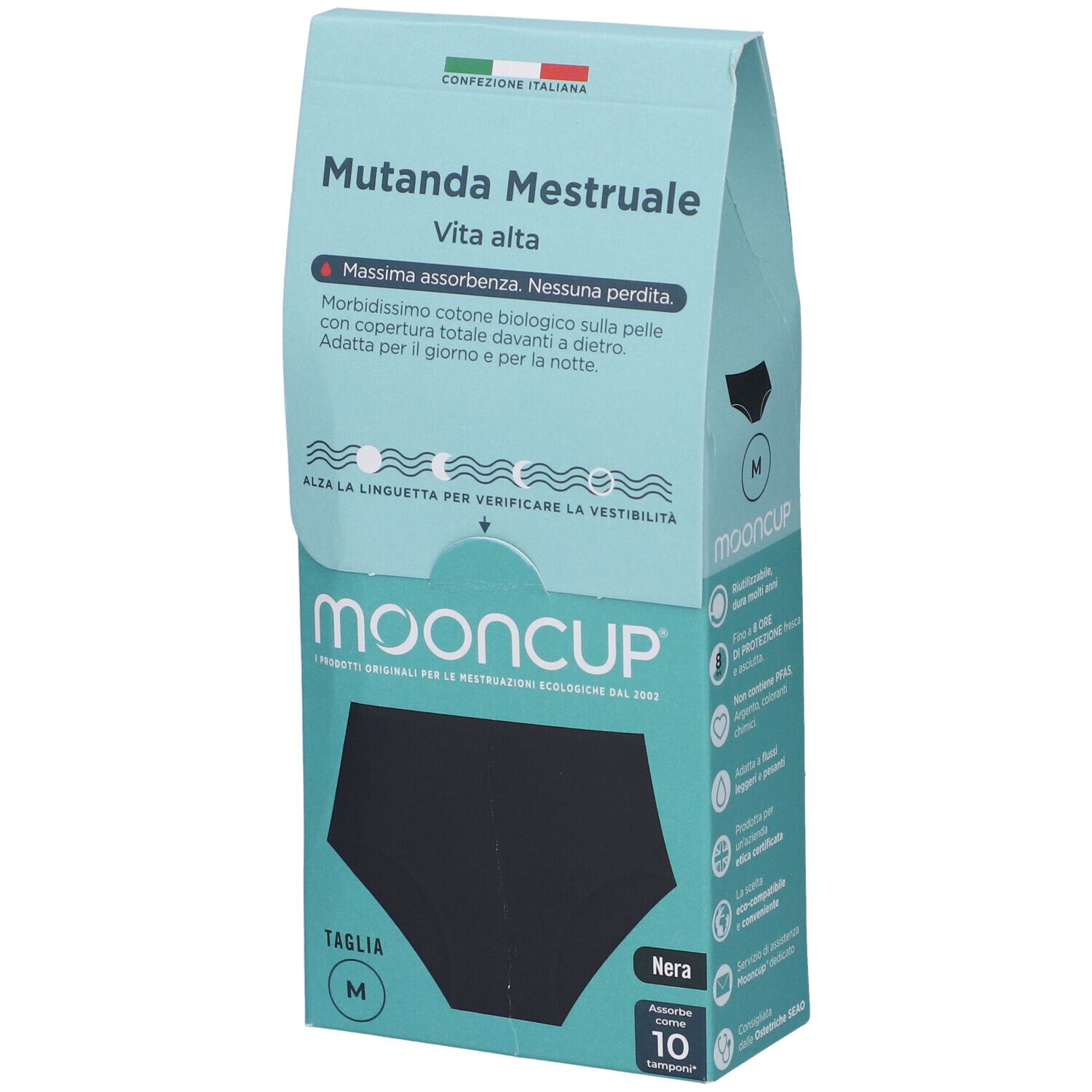 Mooncup Mutanda Mestruale Vita Alta Colore Nero Taglia M 1 pz Altro