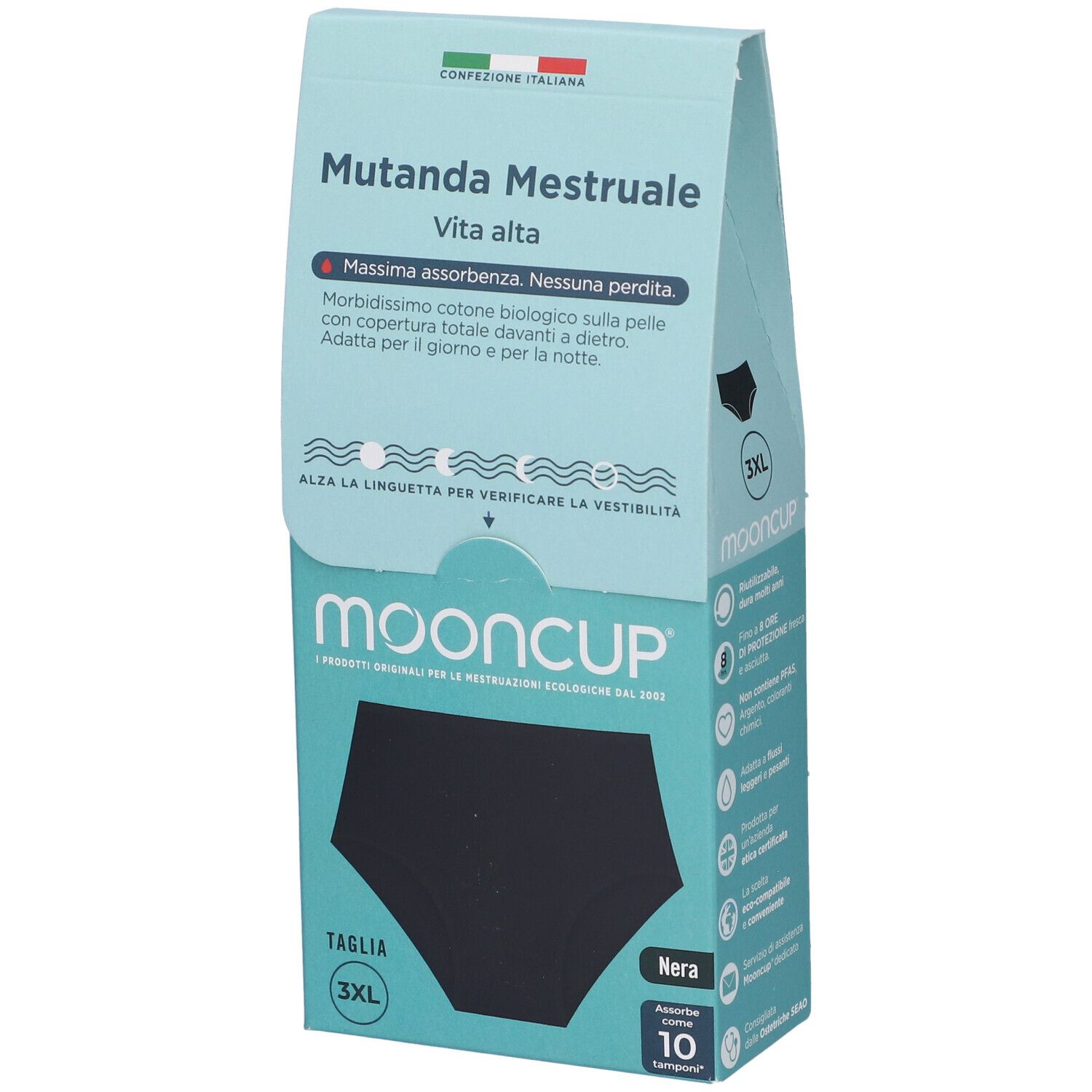 Mooncup Mutanda Mestruale Vita Alta Colore Nero Taglia 3XL 1 pz Altro