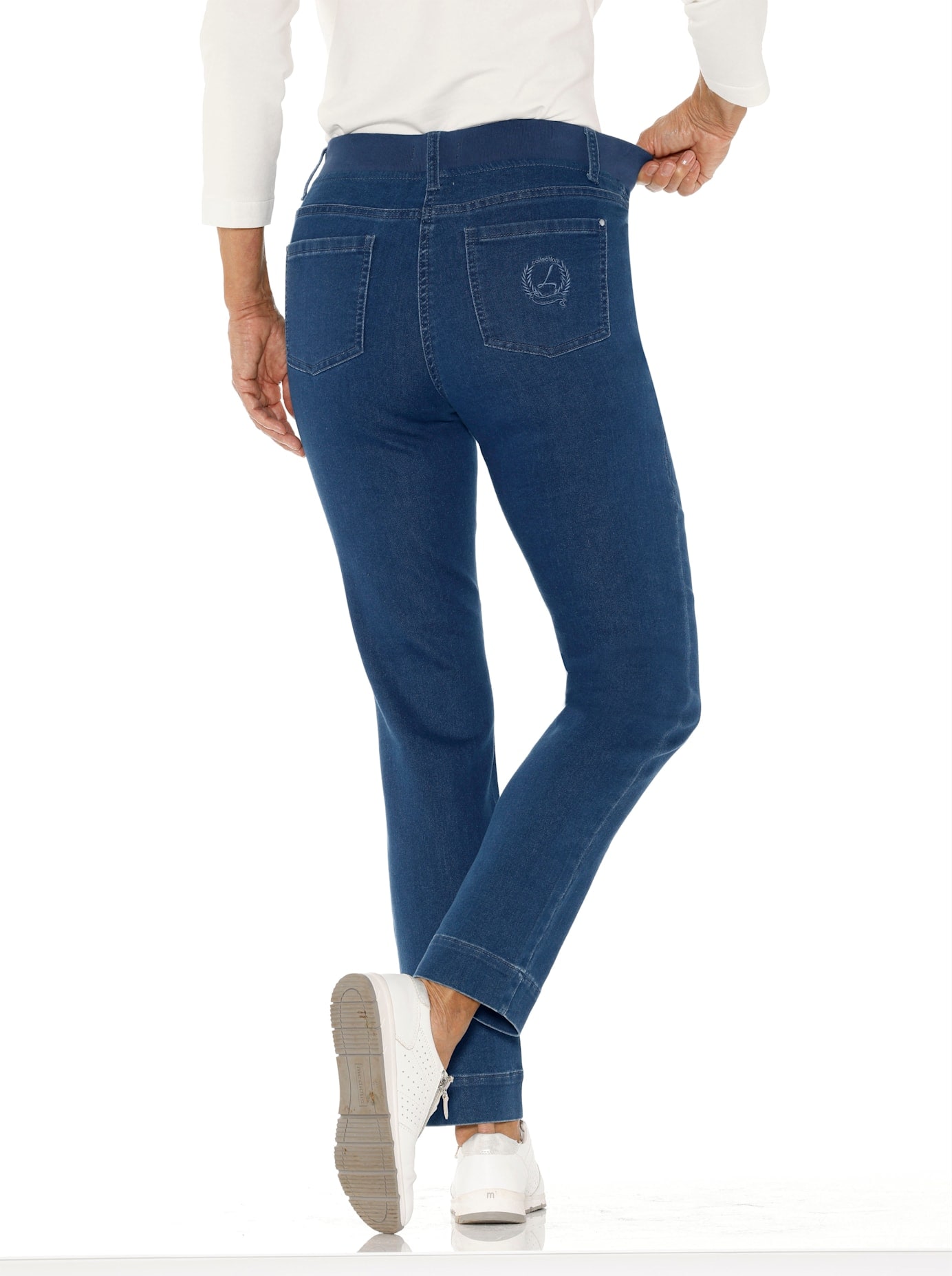 Bequeme Jeans CASUAL LOOKS, Damen, Gr. 19, Kurzgrößen, blau (blau, stone, washed), 80% Baumwolle, 19% Polyester, 1% Elasthan, unifarben, lang, Jeans