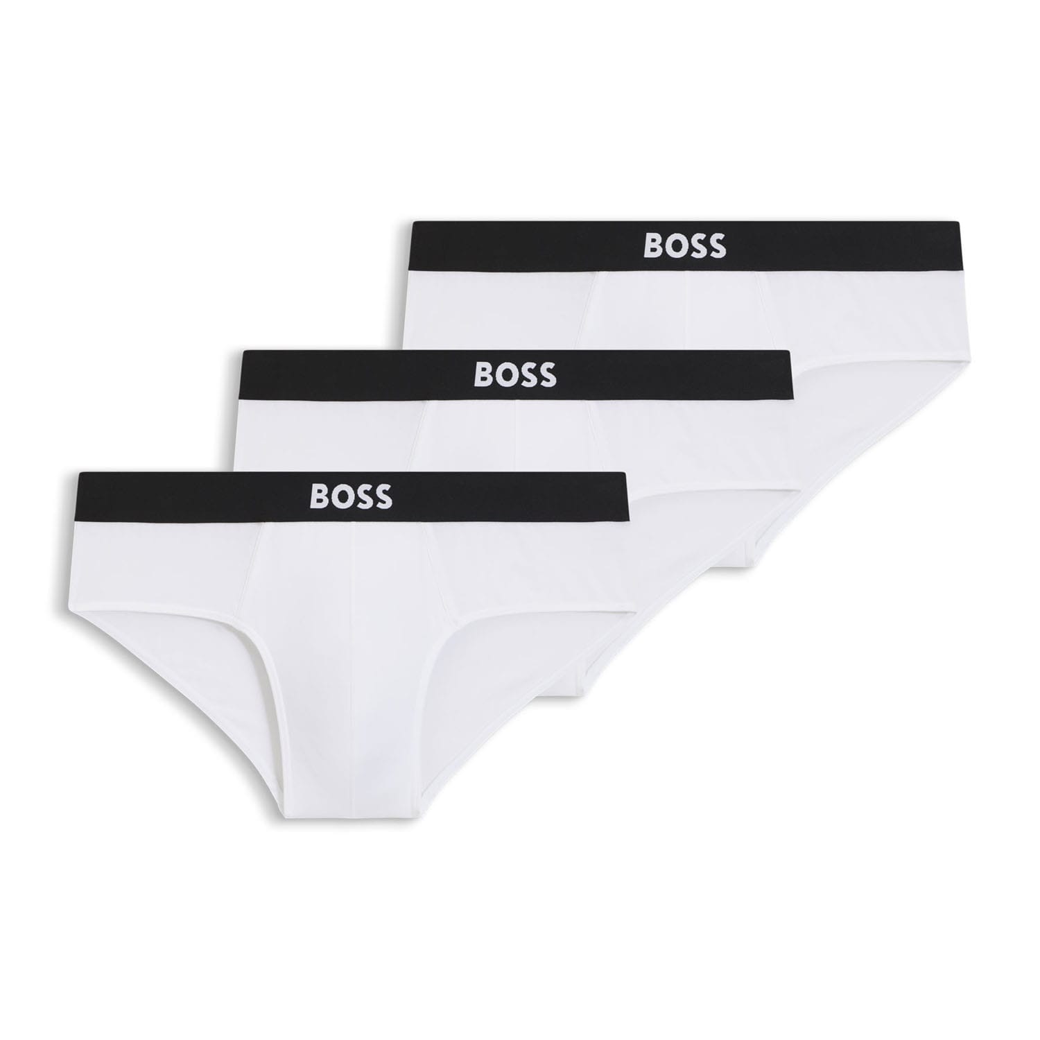 Boss Mens 3 Pack of Logo Briefs in White Cotton - Size Large | Boss Sale | Discount Designer Brands