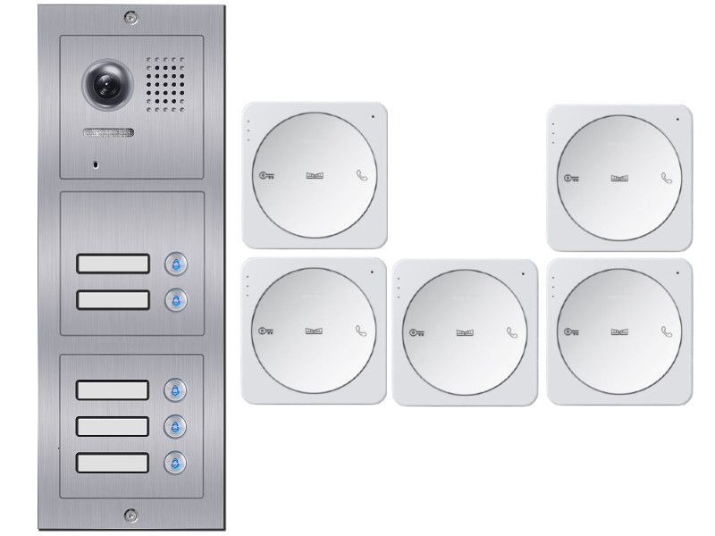 XD51A+ XD4A 5-Familienhaus Audio Türsprechanlage Gegensprechanlage 2Draht Bus-Technik Türklingel Image