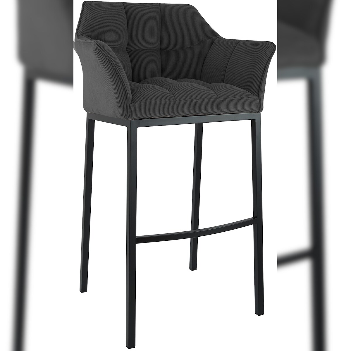 CLP Barhocker Damaso Cord mit Vierfußgestell dunkelgrau/schwarz Image