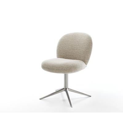 DELIFE Drehstuhl Nube-Flex Webstoff Soft Beige Fußkreuz Edelstahl 360° drehbar Wippfunktion Taschenfederkern, Esszimmerstühle Image