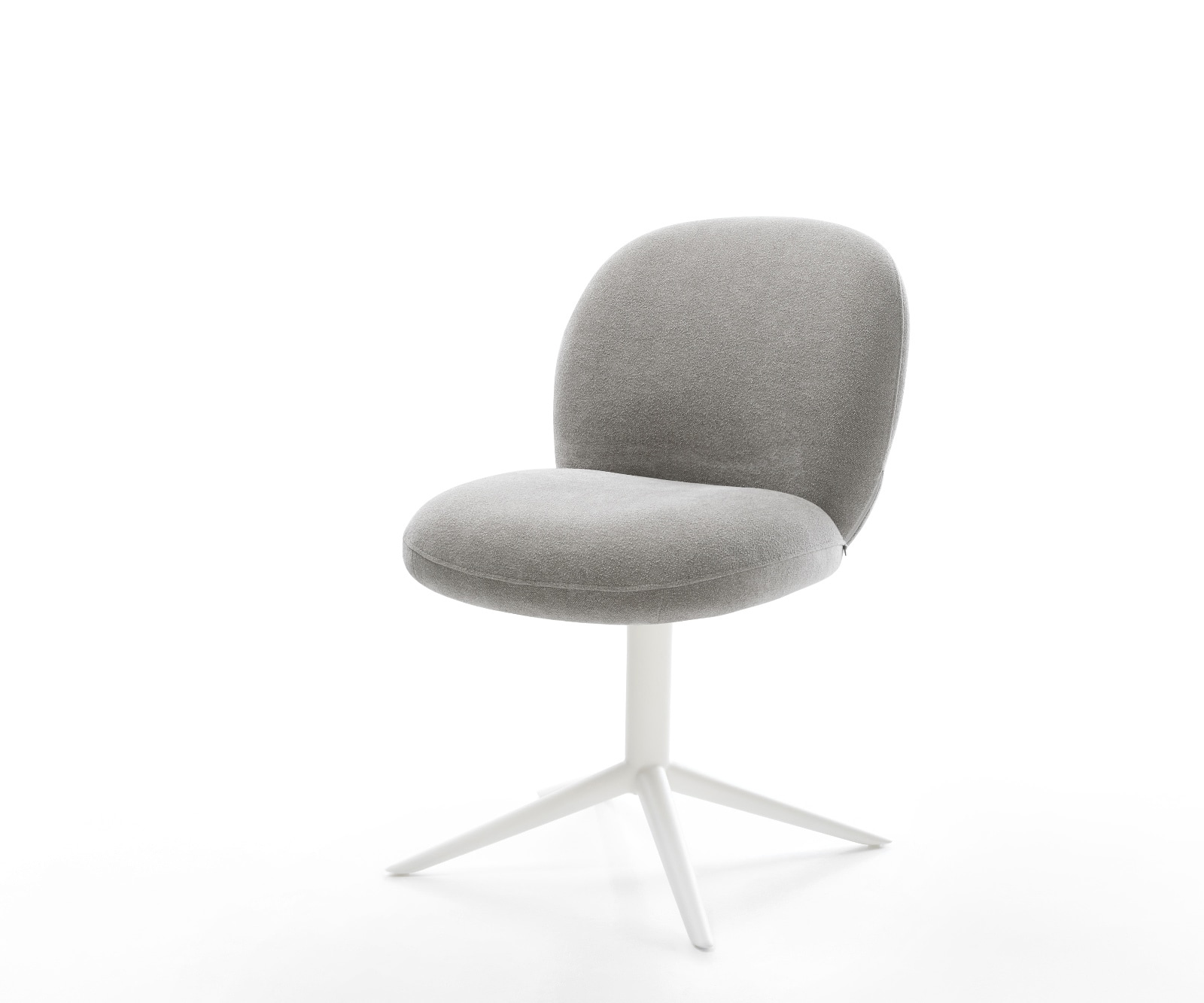 DELIFE Drehstuhl Nube-Flex Strukturstoff Soft Grau Fußkreuz Weiß 360° drehbar Wippfunktion Taschenfederkern, Esszimmerstühle Image