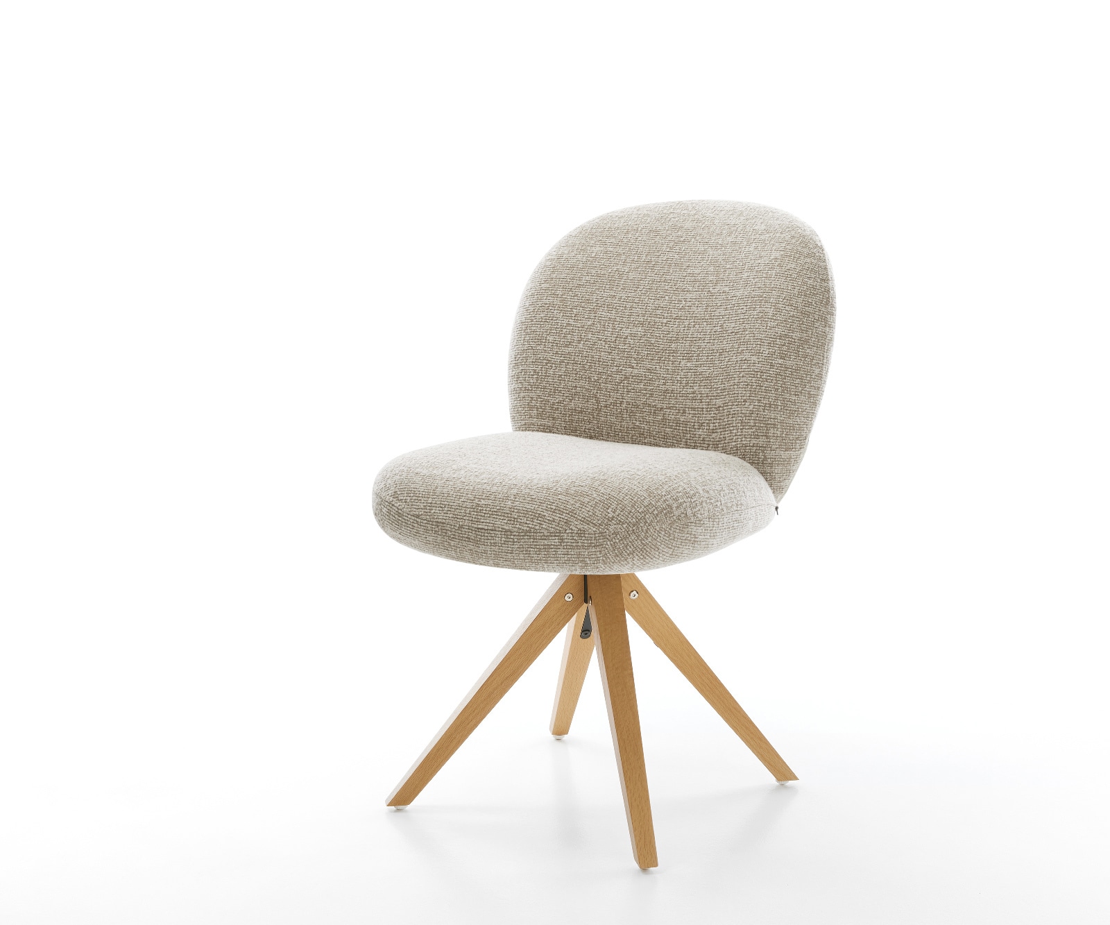 DELIFE Drehstuhl Nube-Flex Webstoff Soft Beige Holzgestell kantig Natur 180° drehbar Taschenfederkern, Esszimmerstühle Image