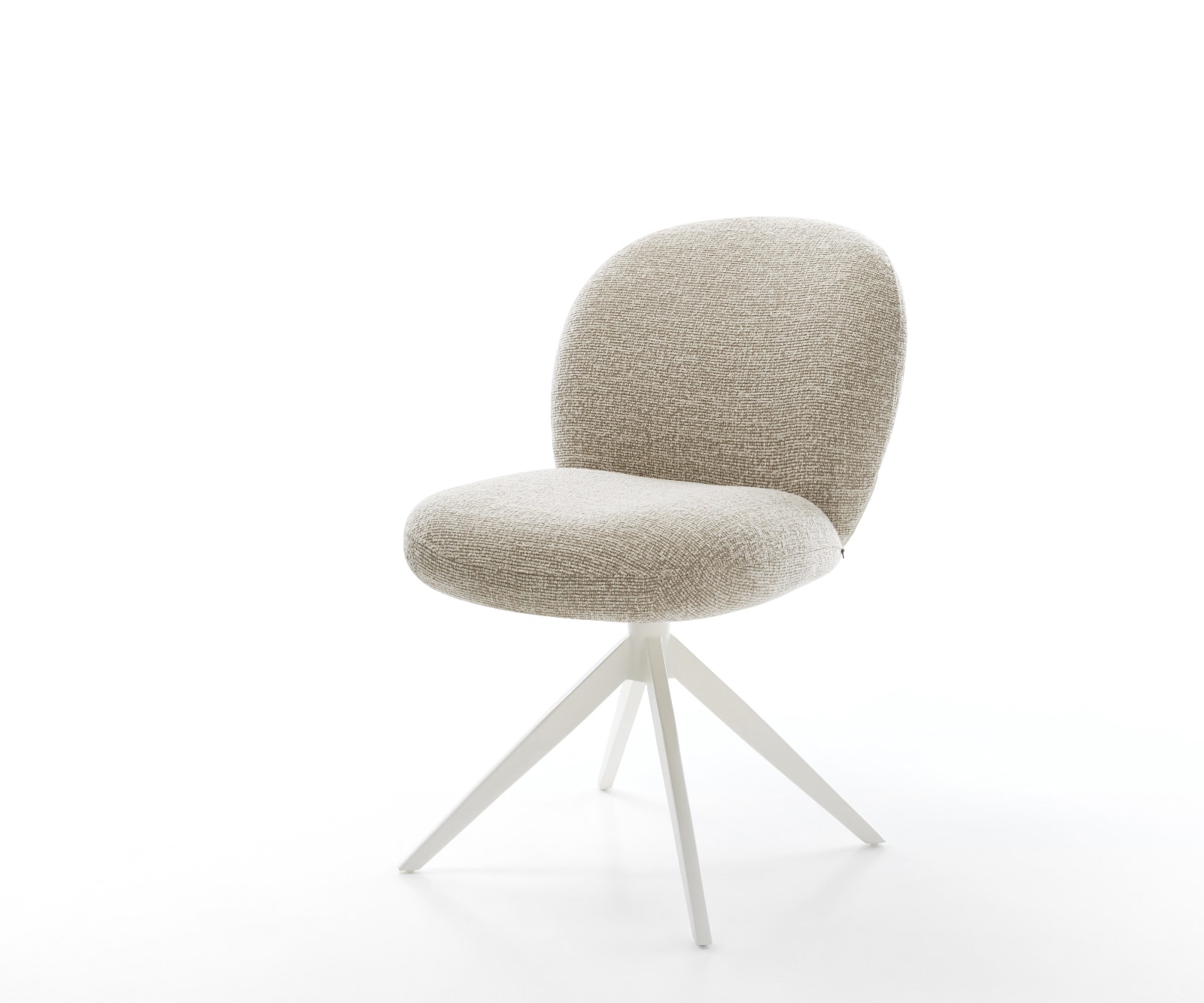 DELIFE Drehstuhl Nube-Flex Webstoff Soft Beige Kreuzgestell breit Weiß 360° drehbar Wippfunktion Taschenfederkern, Esszimmerstühle Image
