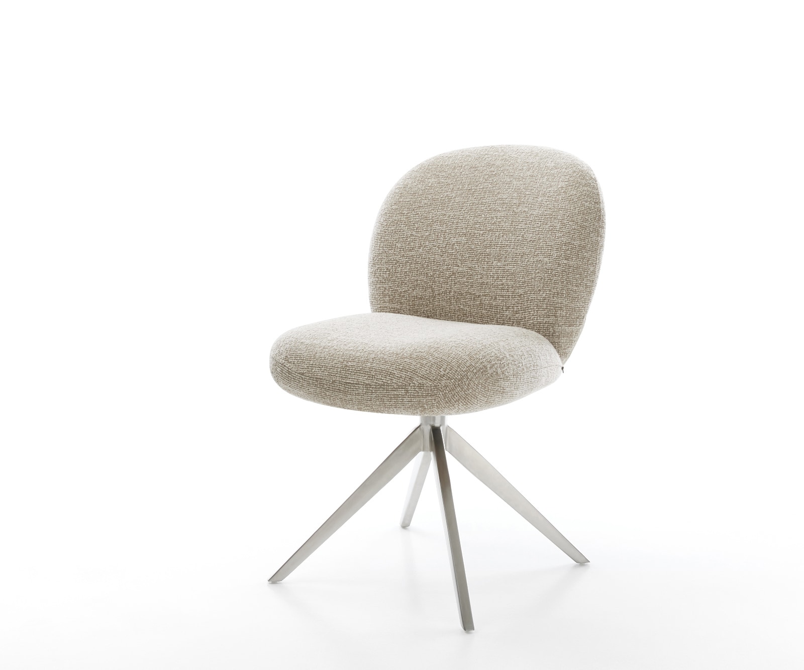 DELIFE Drehstuhl Nube-Flex Webstoff Soft Beige Kreuzgestell breit Edelstahl 360° drehbar Wippfunktion Taschenfederkern, Esszimmerstühle Image