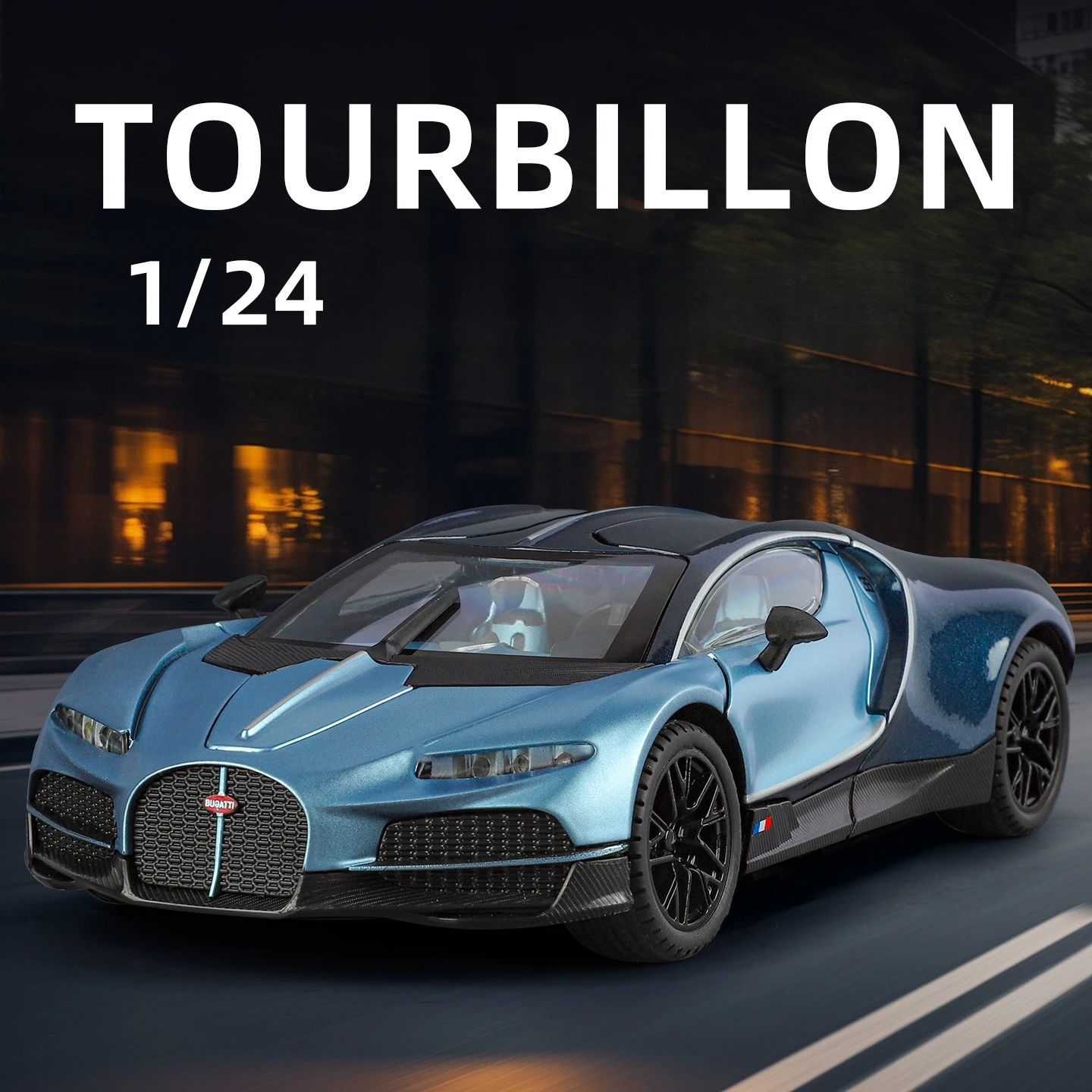 1:24 Tourbillon Sportwagen Modell Spielzeug Metalldruckguss Musik Licht Zurückziehen Türen Geöffnet Fahrzeugmodelle Jungen Geburtstagsgeschenke Image