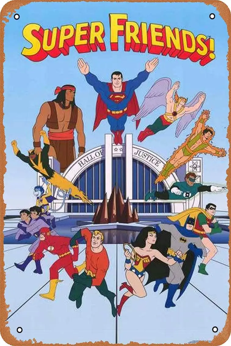 Comics and Toons Metallposter Super Friends Superheld Cartoon Blechschild Image