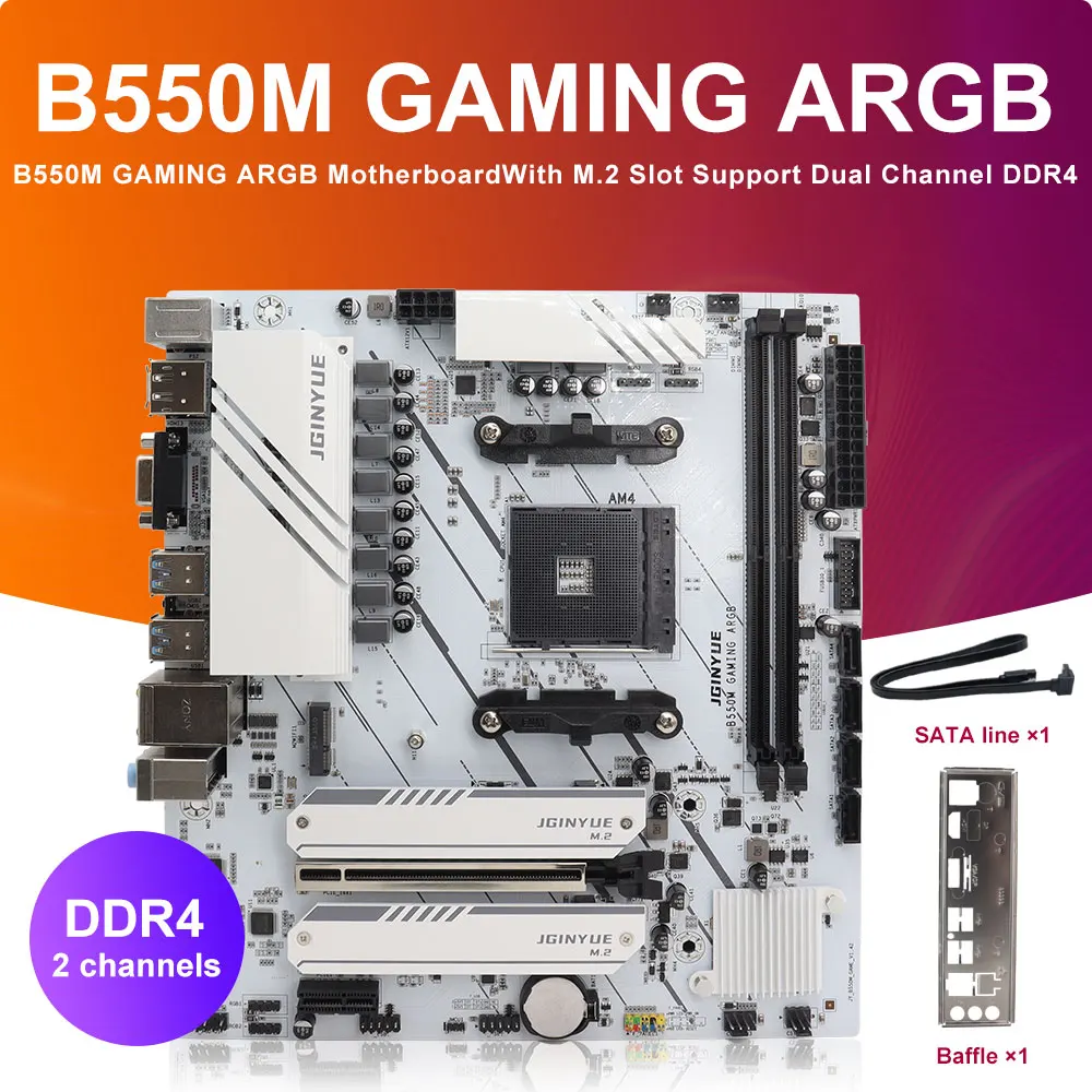 B550M GAMING ARGB Motherboard AMD 4000/5000 DDR4 RAM PCI-E 4.0 Computer GAMING DDR4 ARGB Motherboard AM4 AMD SATA 6Gb/s Micro