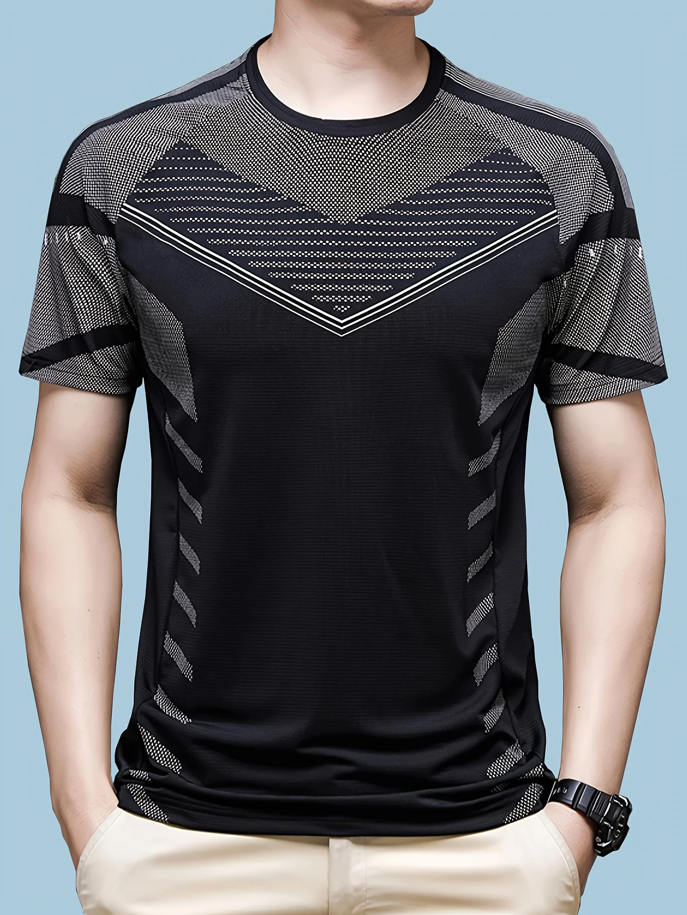 Bedrucktes Herren-T-Shirt, kurzärmeliger Pullover, Sommer-Laufsport-T-Shirt für Herren Image