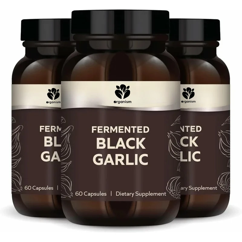 Natural black garlic 60 capsules, dietary supplement, supports immune health, non GMO