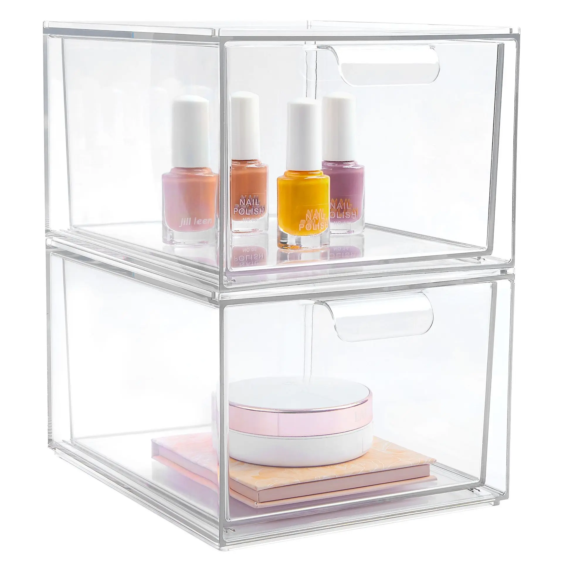 Klare, kleine, stapelbare Aufbewahrungsschubladen, Acryl, Badezimmer, Make-up-Organizer, Kunststoff-Aufbewahrungsbehälter für Waschtisch, Unterkörper, Küchenschrank