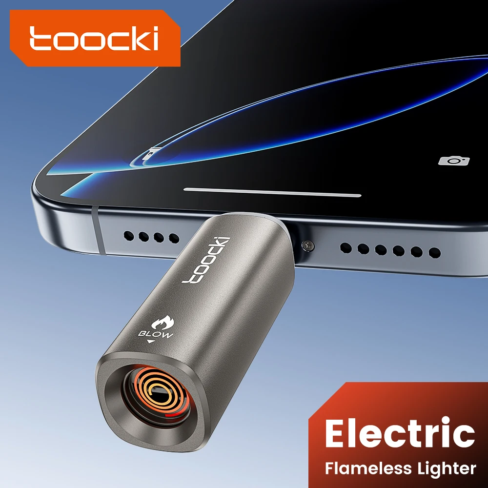 Toocki Tragbarer Mini-Zigarettenanzünder vom Typ C für Luftreisen im Freien, keine Flamme, kompaktes Feuerzeug, elektrisch, leicht zu tragende Aufbewahrung Image