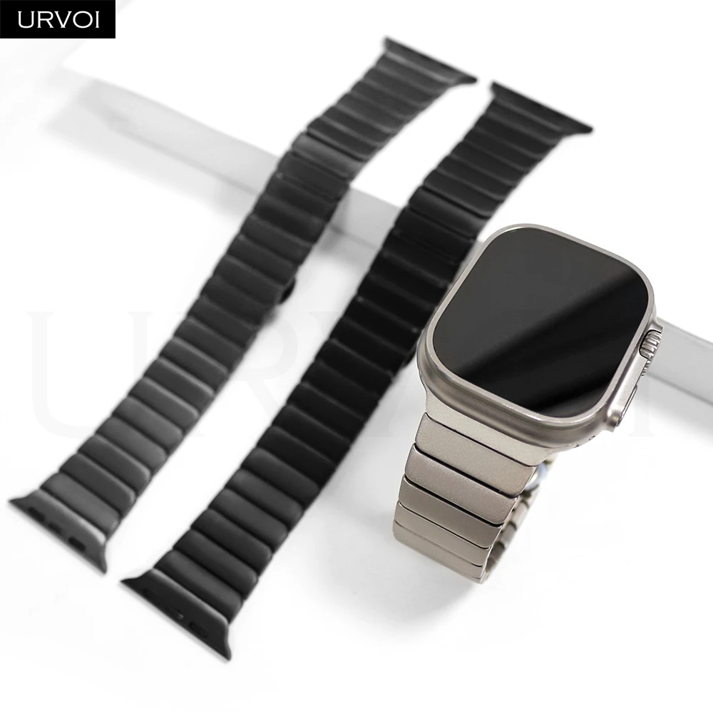 URVOI Link-Armband für Apple Watch Ultra 2 Band Serie 10 9 8 7 große Partikel Titanarmband für iWatch-Schmetterlingsverschluss 49 mm Image
