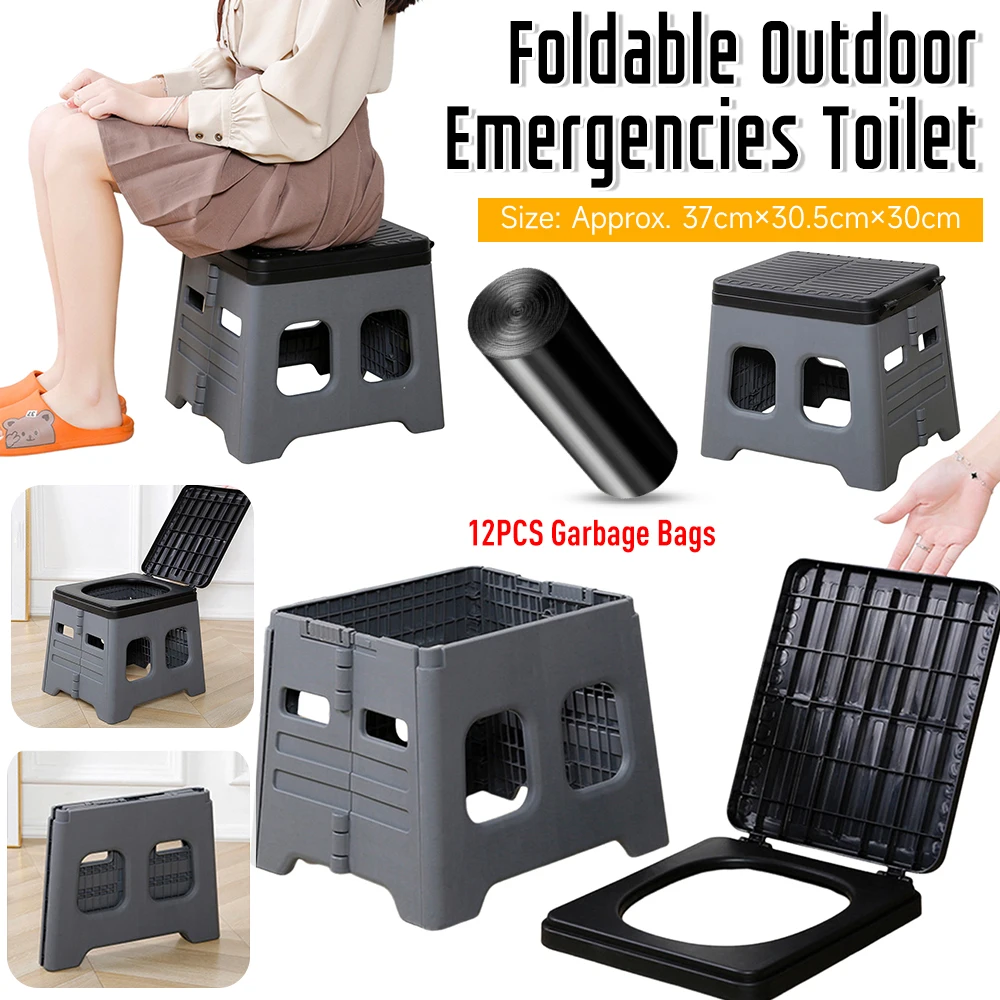 Tragbare Camping-Toilettensitz, Auto-Toilette, faltbare Auto-Toilette, leichte, zusammenklappbare Camping-Toilette für Erwachsene und Kinder, Notfälle