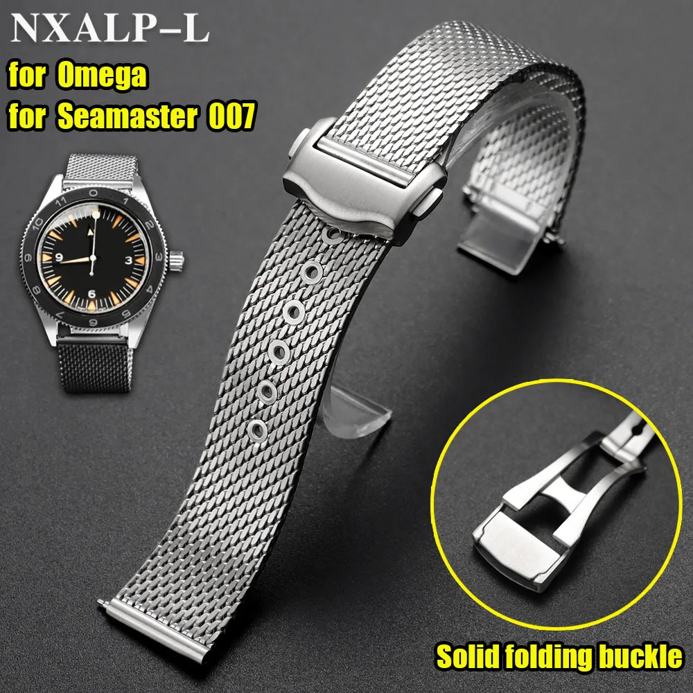 Luxuriöses Mesh-Milanese-Uhrenarmband 20 mm für Omega Seamaster 007/300 für Speedmaster-Armband, Edelstahlarmband, Faltschließe Image