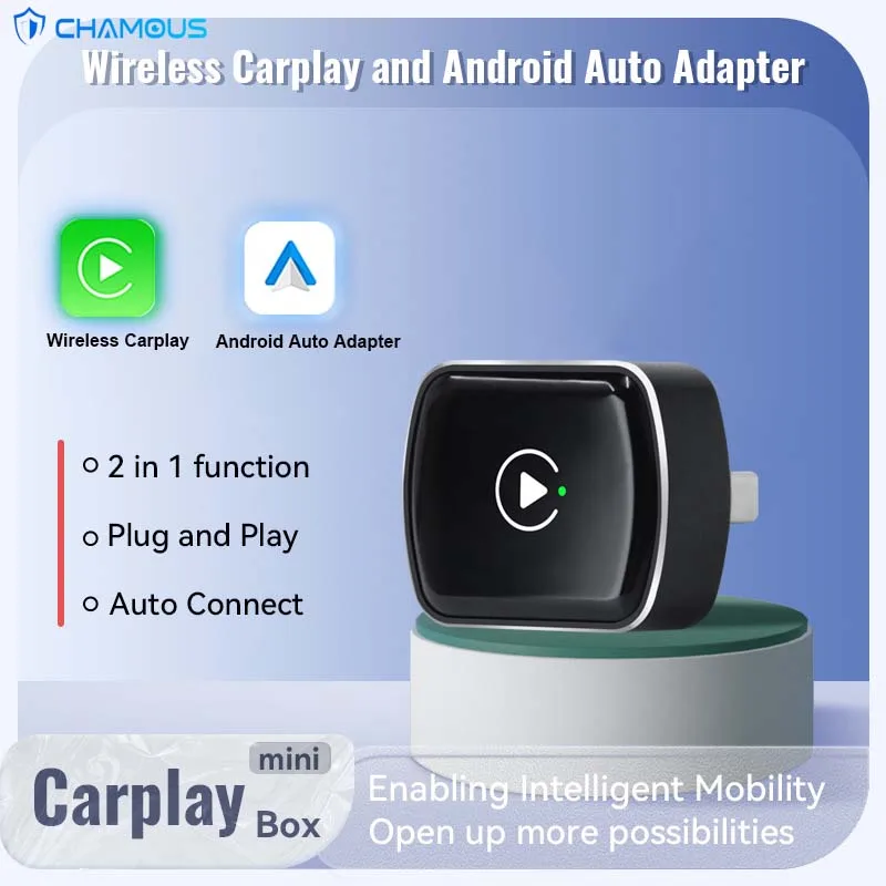 Drahtloser CarPlay-Adapter, Android-Auto-Adapter, 2-in-1-Auto-KI-Box, intelligentes Auto, Mini-Box, USB, Plug-and-Play, Bluetooth, WLAN-Verbindung Image