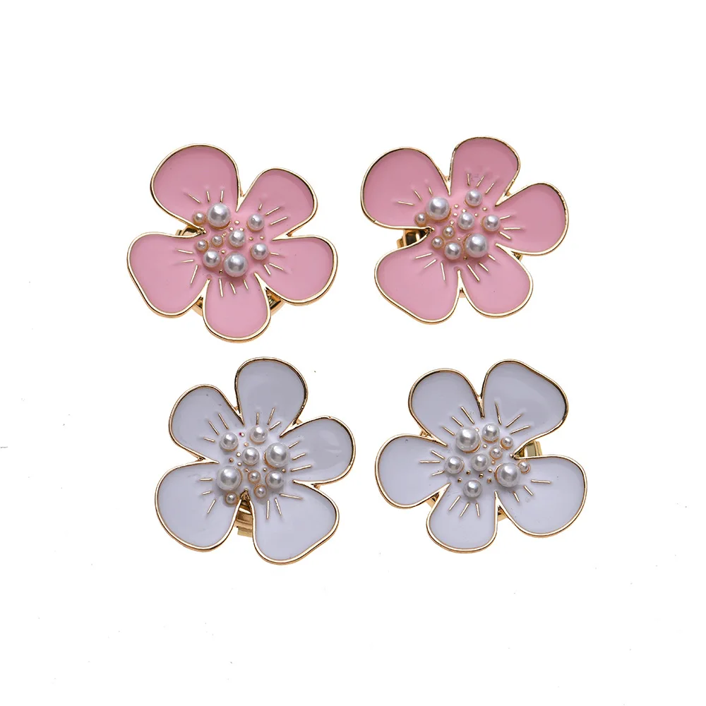 1-teilige Perlen-Blumen-Knopfbedeckung, weiß, rosa, Manschettenknopf-Knopfbedeckungen für Damen, Blusen, Kleid, Smoking, Hemd, Hochzeit, formelle Accessoires Image